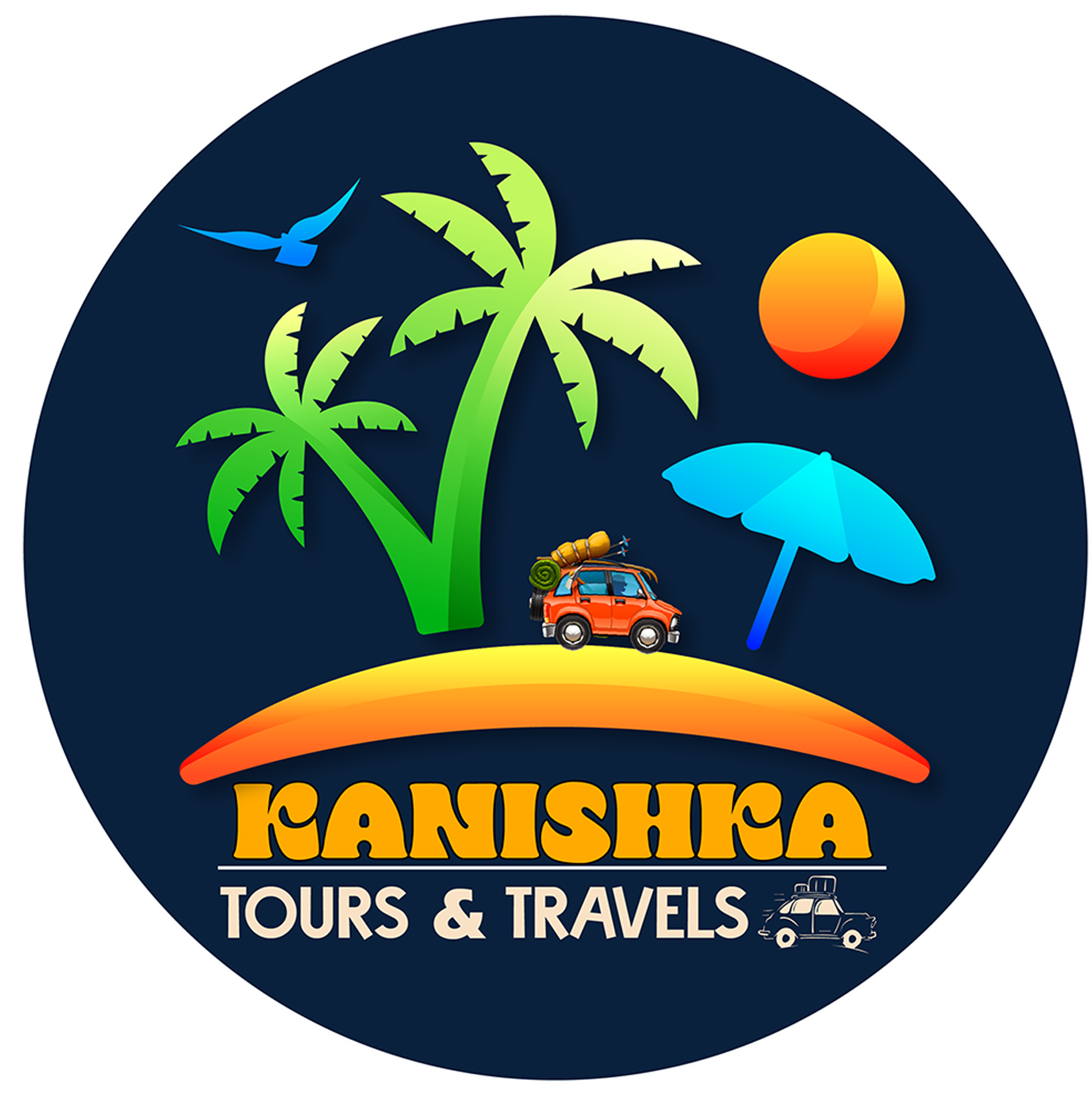 Kanishka Tours & Travels tropical travel logo made by RVK Digitals – tourism business branding